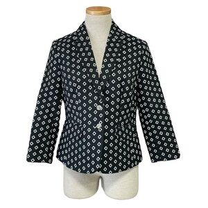 Vince Camuto Blazer Women's 6P 6 Petite Black White Jacket Collared